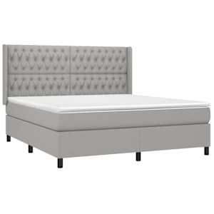 Box spring postel s matrací světle šedá 180 x 200 cm textil - obrázek 3