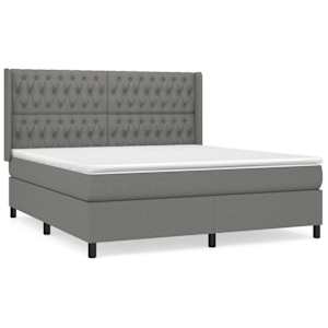 Box spring postel s matrací tmavě šedá 180x200 cm textil - obrázek 2