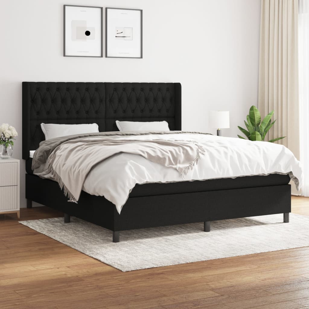 Boxspringbett mit Matratze Schwarz 180×200 cm Stoff