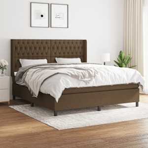 Box spring postel s matrací tmavě hnědá 180x200 cm textil - obrázek 1