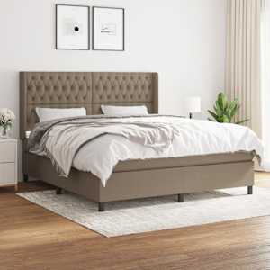 Box spring postel s matrací taupe 180x200 cm textil - obrázek 1