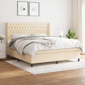 Box spring postel s matrací krémová 180x200 cm textil - obrázek 1