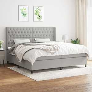 Box spring postel s matrací světle šedá 200 x 200 cm textil - obrázek 1