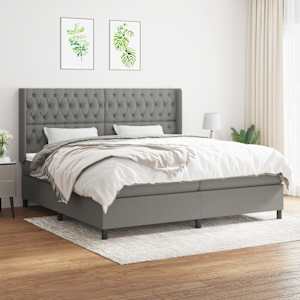 Box spring postel s matrací tmavě šedá 200x200 cm textil - obrázek 1