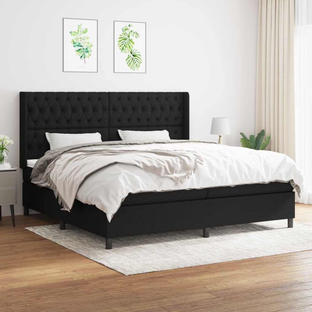 vidaXL Boxspringbett mit Matratze Schwarz 200x200 cm Stoff