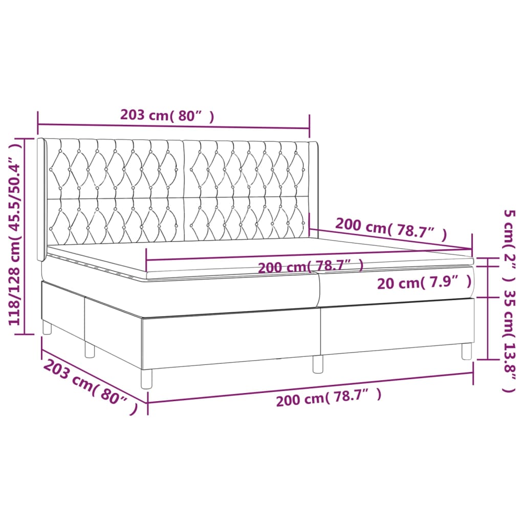 Box spring postelja z vzmetnico krem 200x200 cm blago