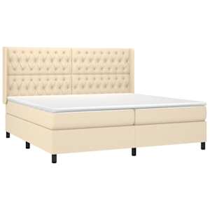 Box spring postel s matrací krémová 200x200 cm textil - obrázek 3