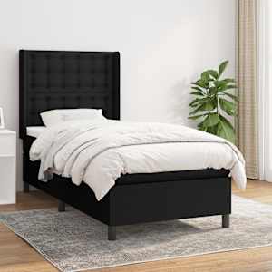 Box spring postel s matrací černá 80 x 200 cm textil - obrázek 1