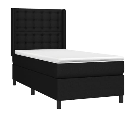 vidaXL Sommier &agrave; lattes de lit avec matelas Noir 90x190 cm Tissu