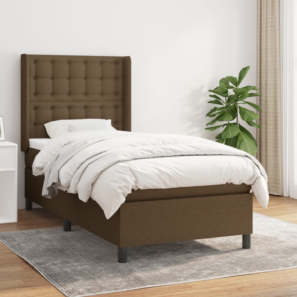 Boxspringbett mit Matratze Dunkelbraun 90×200 cm Stoff