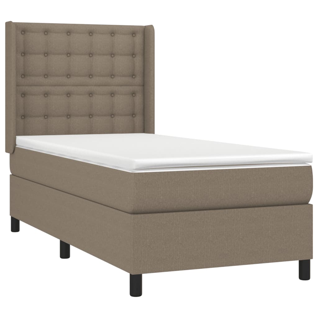 vidaXL Boxspring met matras stof taupe 90x200 cm afbeelding