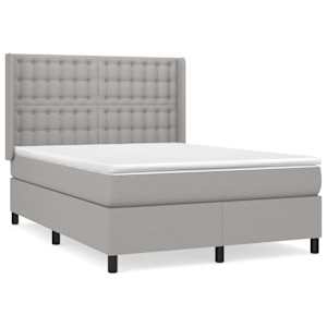 Box spring postel s matrací světle šedá 140 x 190 cm textil - obrázek 2