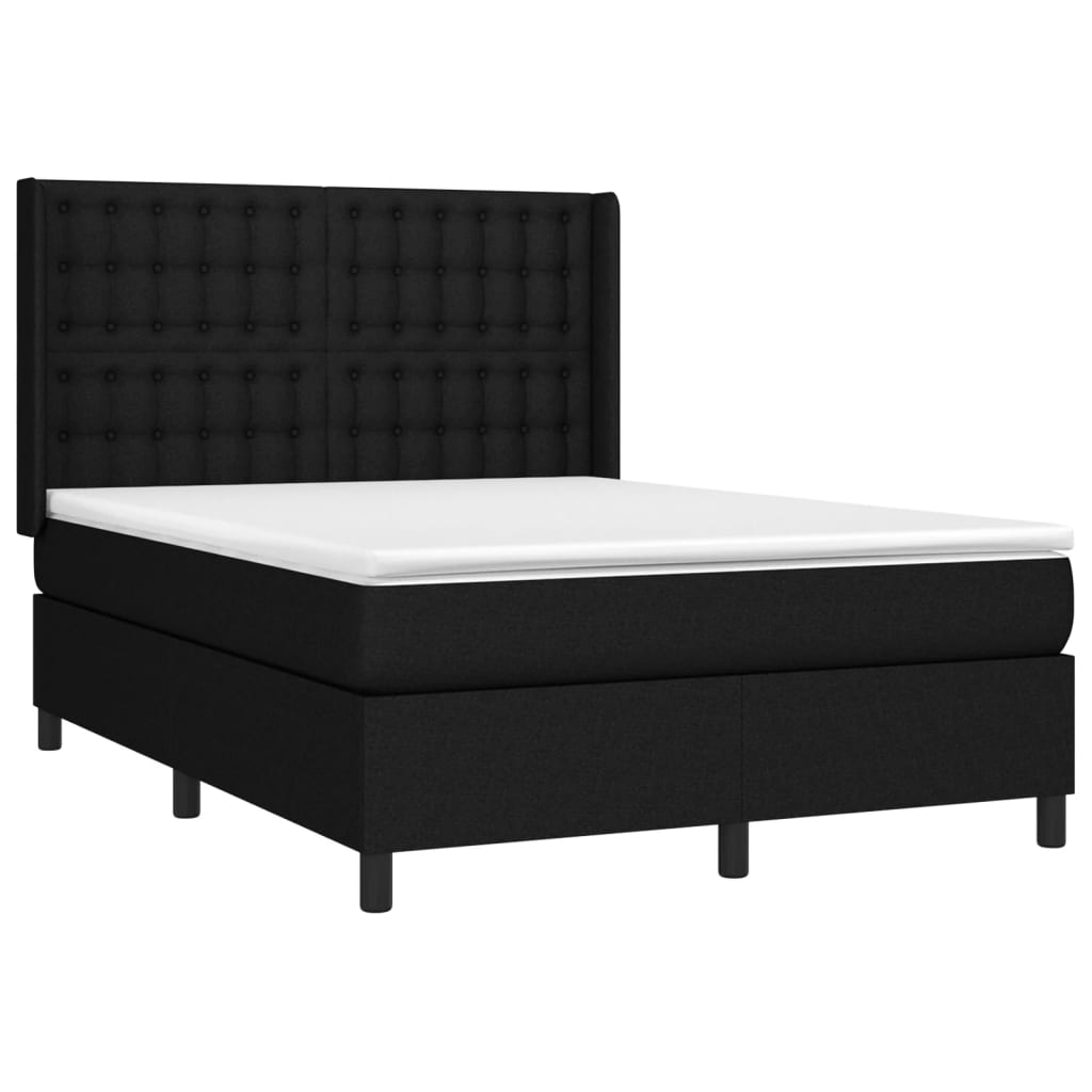 vidaXL Boxspring met matras stof zwart 140x200 cm afbeelding