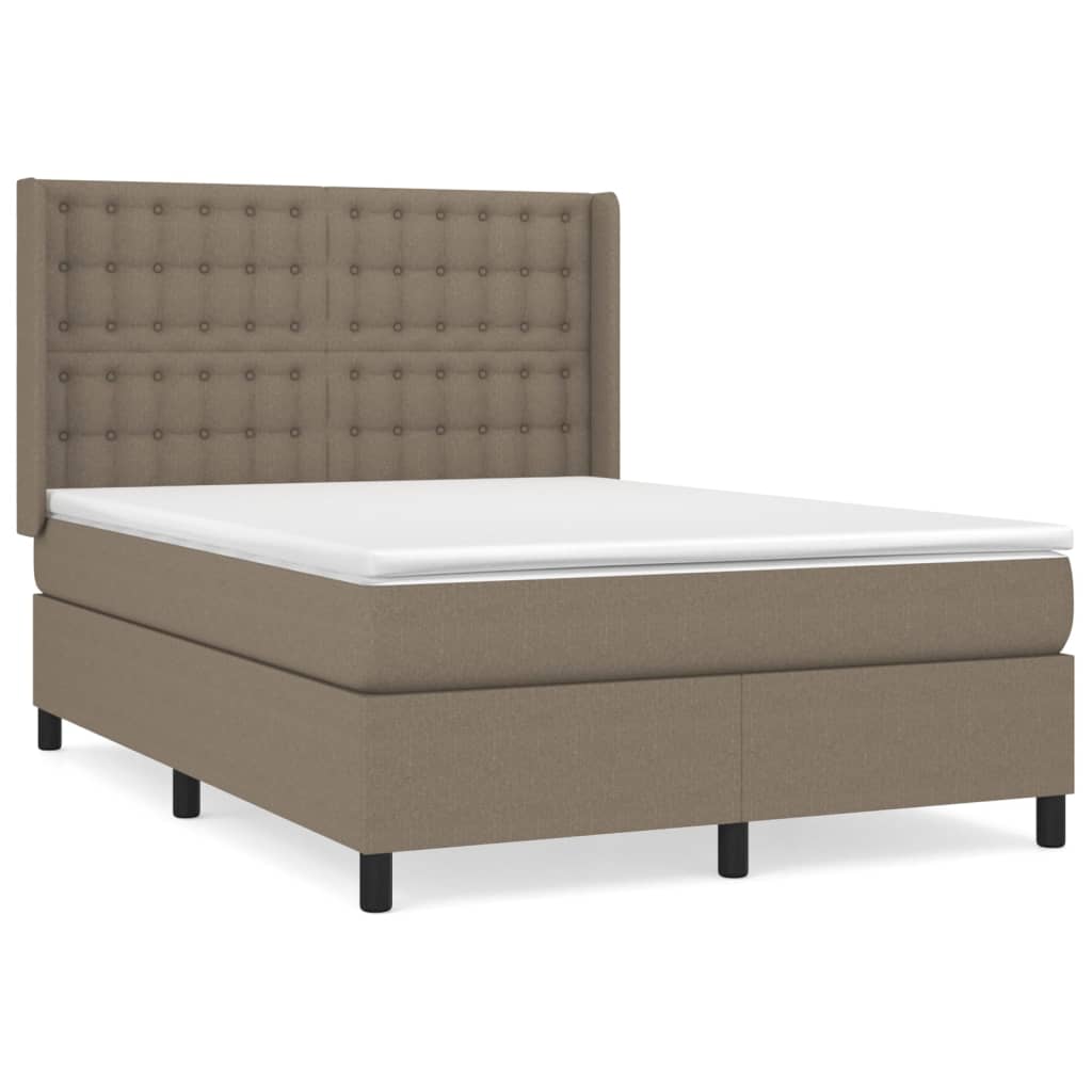 vidaXL Box spring postelja z vzmetnico taupe 140x200 cm blago