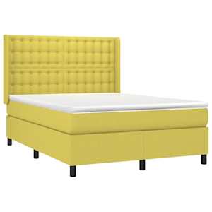 vidaXL Κρεβάτι Boxspring με Στρώμα Πράσινο 140x200 εκ.Υφασμάτινο