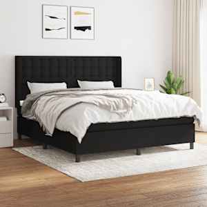 Box spring postel s matrací černá 160x200 cm textil - obrázek 1