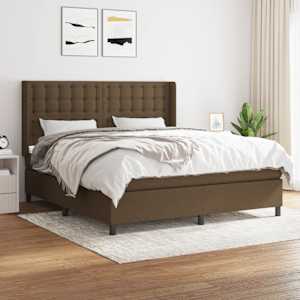 Box spring postel s matrací tmavě hnědá 160x200 cm textil - obrázek 1