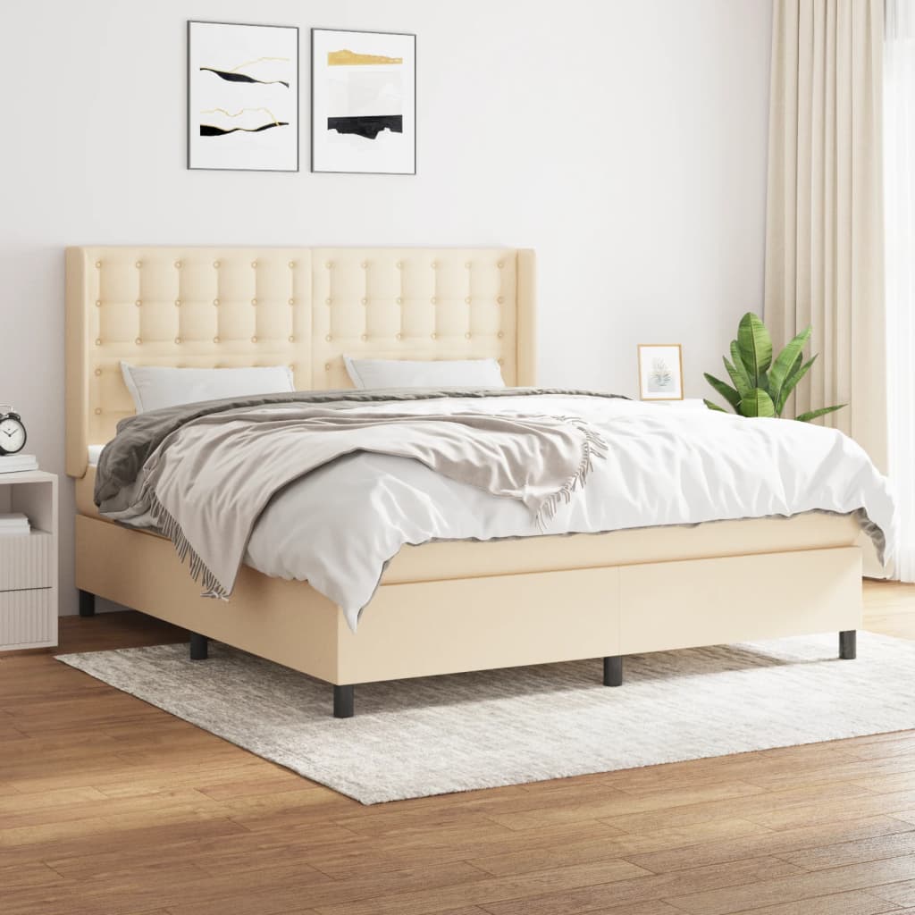  ΚΡΕΒΑΤΙ BOXSPRING ΜΕ ΣΤΡΩΜΑ ΚΡΕΜ 160X200 ΕΚ. ΥΦΑΣΜΑΤΙΝΟ V-3131766