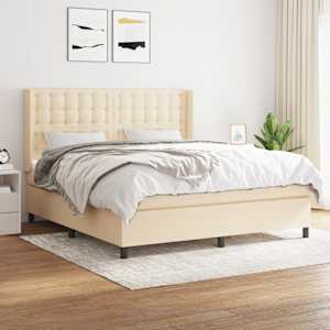 Box spring postel s matrací krémová 160x200 cm textil - obrázek 1