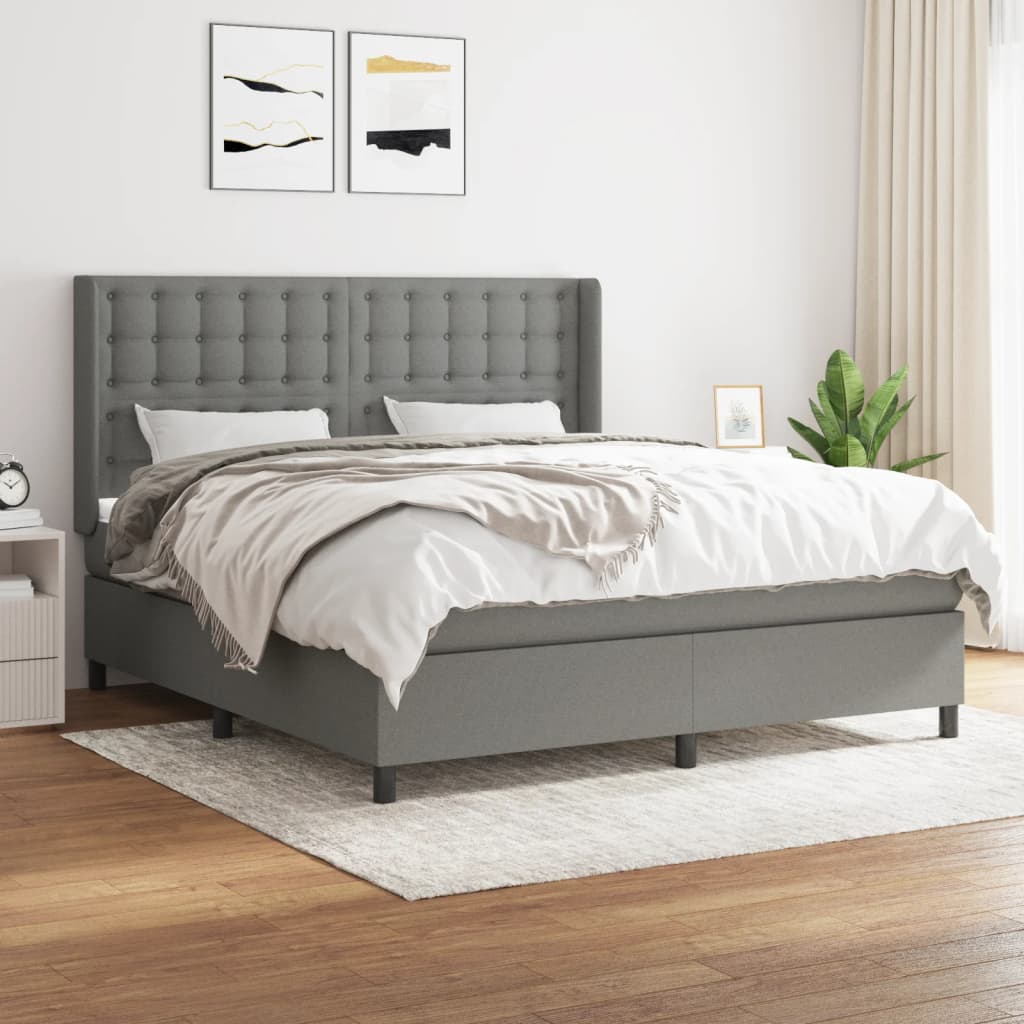Box spring postel s matrací tmavě šedá 180x200 cm textil