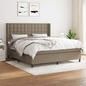 Box spring postel s matrací taupe 180x200 cm textil - obrázek 1