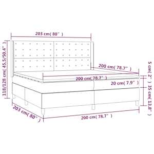 Box spring postel s matrací světle šedá 200 x 200 cm textil - obrázek 7