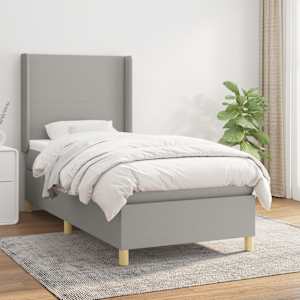 Box spring postel s matrací světle šedá 80 x 200 cm textil - obrázek 1