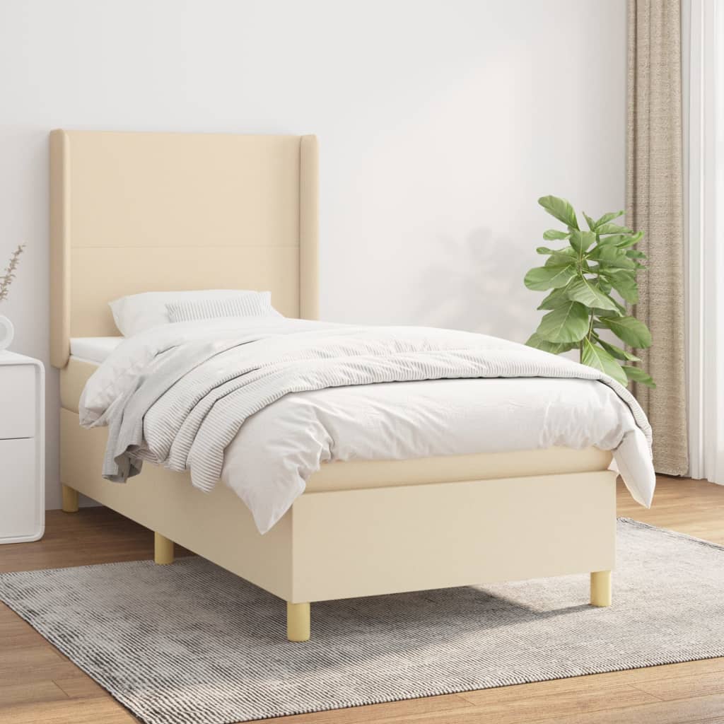 vidaXL Boxspringbett mit Matratze Creme 80x200 cm Stoff