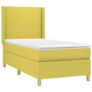 vidaXL Lova su spyruoklėmis ir čiužiniu, žalia, 80x200cm, audinys