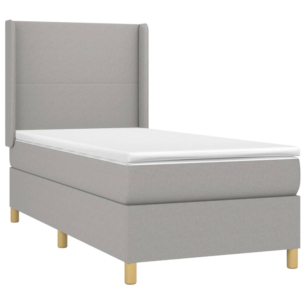 vidaXL Boxspring met matras stof lichtgrijs 90x200 cm afbeelding