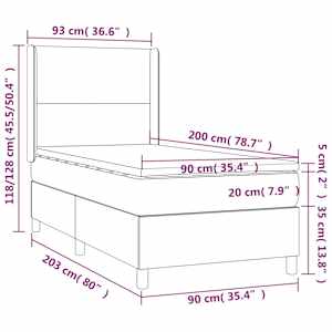 Box spring postel s matrací černá 90x200 cm textil - obrázek 7