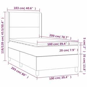 Box spring postel s matrací tmavě šedá 100 x 200 cm textil - obrázek 7