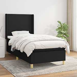 Box spring postel s matrací černá 100 x 200 cm textil - obrázek 1