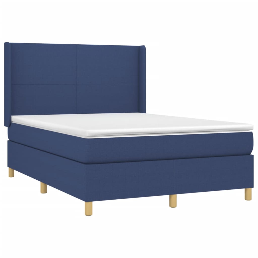 vidaXL Boxspring met matras stof blauw 140x190 cm afbeelding