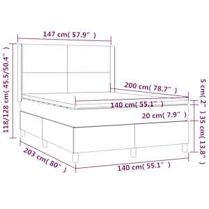 Box spring postel s matrací tmavě šedá 140x200 cm textil - obrázek 7