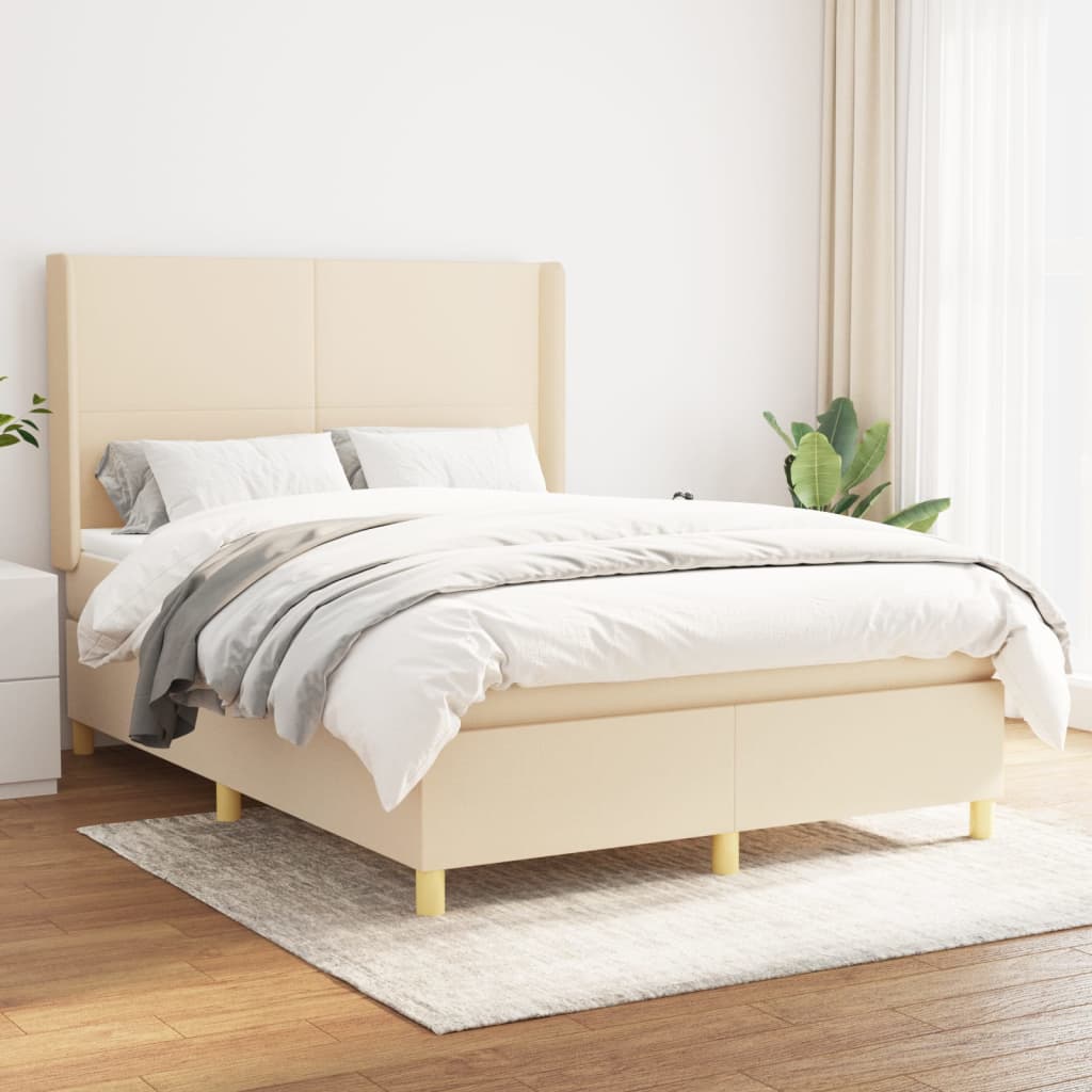 Boxspringbett mit Matratze Creme 140×200 cm Stoff