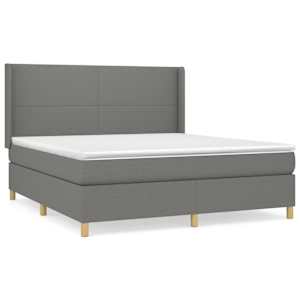 Box spring postel s matrací tmavě šedá 160x200 cm textil - obrázek 2