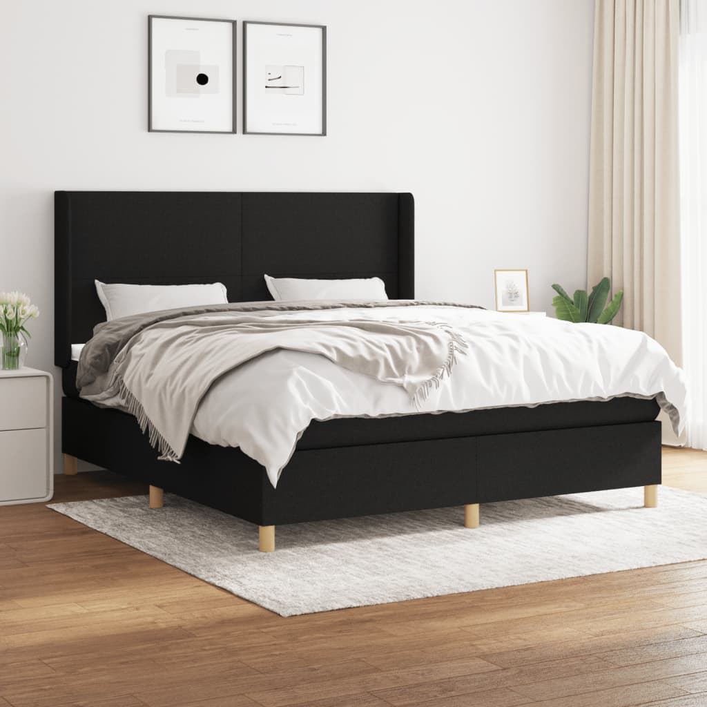 Boxspringbett mit Matratze Schwarz 160×200 cm Stoff