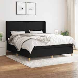 Box spring postel s matrací černá 160x200 cm textil - obrázek 1
