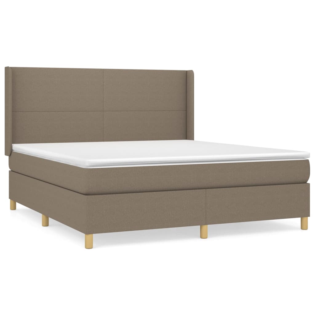 vidaXL Box spring postelja z vzmetnico taupe 160x200 cm blago