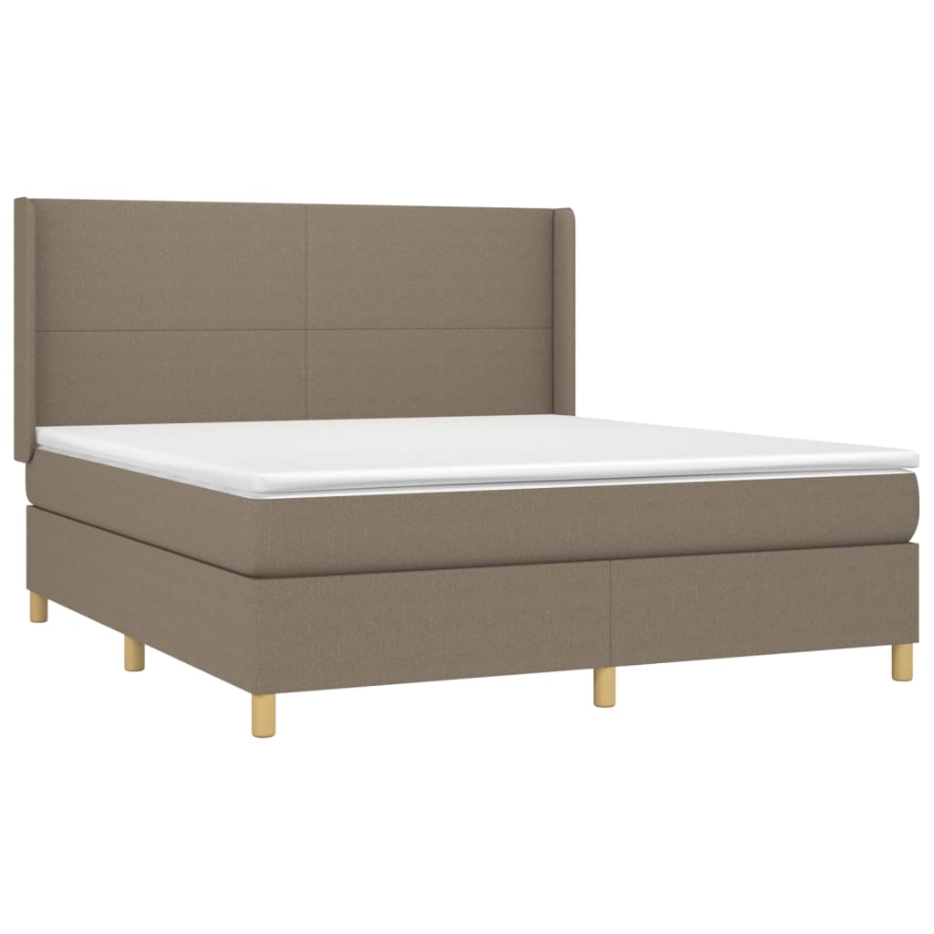 vidaXL Boxspring met matras stof taupe 160x200 cm afbeelding