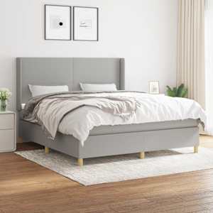 Box spring postel s matrací světle šedá 180 x 200 cm textil - obrázek 1