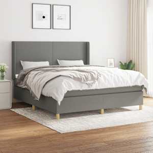 Box spring postel s matrací tmavě šedá 180x200 cm textil - obrázek 1