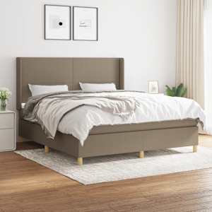 Box spring postelja z vzmetnico taupe 180x200 cm blago