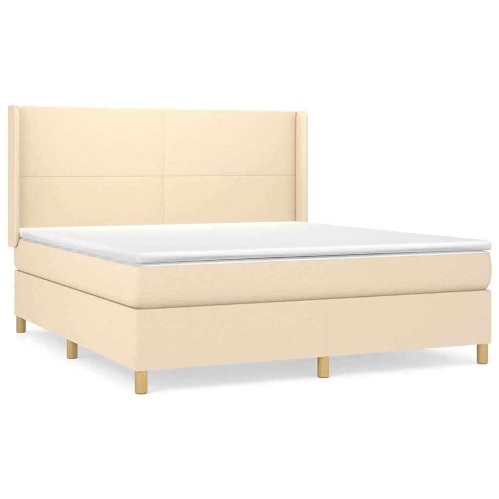 vidaXL Box spring postel s matrací krémová 180x200 cm textil