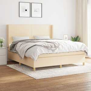Box spring postelja z vzmetnico krem 180x200 cm blago