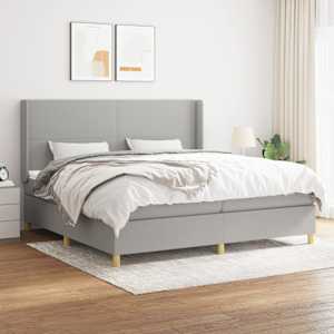 Box spring postel s matrací světle šedá 200 x 200 cm textil - obrázek 1