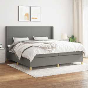 Box spring postelja z vzmetnico temno siva 200x200 cm blago