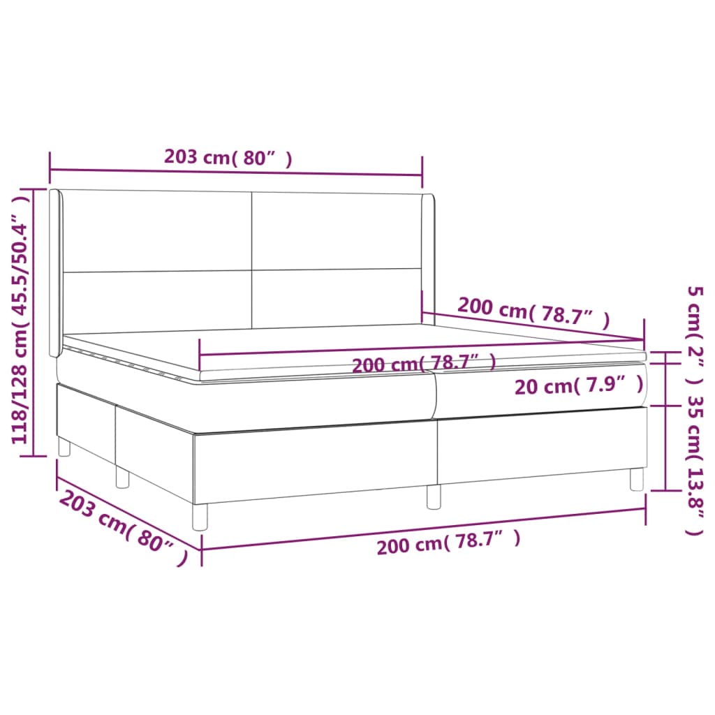 Box spring postel s matrací tmavě hnědá 200x200 cm textil