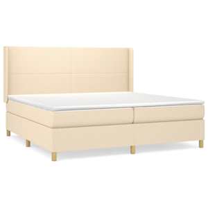 Box spring postel s matrací krémová 200x200 cm textil - obrázek 2